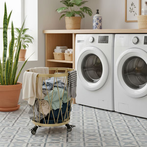 Cesto de Ropa Portátil KPT68026 de Hierro con Recubrimiento en Polvo, Bolsas de Almacenamiento de PP para Ropa, Organizador Vertical para Baño - Product Image 2