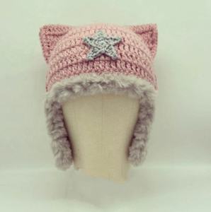 Nuevo Gorro Tejido a Mano con Orejas de Gato y Rayas Estrelladas, Protección para las Orejas, Moderno y Versátil para Halloween - Product Image 6