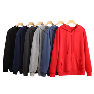 เสื้อฮู้ดแขนยาวสำหรับผู้ชายเสื้อฮู้ดมีซิปบล็อกสีตัดกัน - Product Image 3