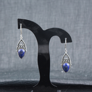 Handmade 925 Sterling <b>Silver</b> Lapis Earrings Dazzling Lapis Stone Earring for Weddings and Parties Gift - Product Image 1