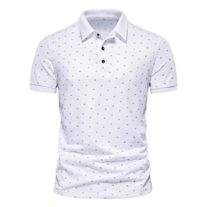 Camiseta de golf Premium para hombre, 100% algodón tejido, patrón sólido, logotipos bordados personalizados de talla grande para Polos - Product Image 4