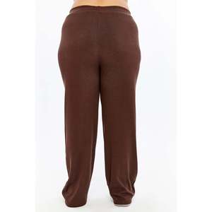 Pantalones de Punto RMG para Mujer, Talla Grande, Corte Holgado, Color Marrón, Poliéster y Elastano, para Comodidad y Estilo Diarios - Product Image 5