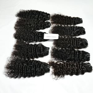 100% traitement chimique aucun couleur naturelle noir faisceaux bouclés Machine Double trame brut indien Temple Extensions de cheveux humains - Product Image 4