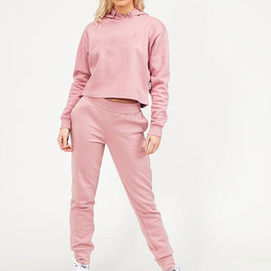 Sudadera con capucha con logotipo personalizado del fabricante, Sudadera corta con capucha de 2 piezas para mujer, sudadera y Sudadera con capucha para mujer - Product Image 3