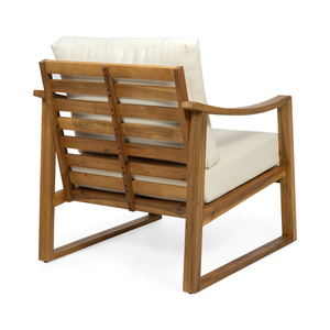 Juego de sillas de patio de madera maciza de teca Melisa con cojines impermeables y acabado natural - Product Image 4