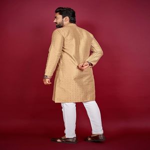 2024 Top qualité hommes doux vêtements de fête couleur unie kurta shalwar mode fabriqué au Pakistan meilleure vente - Product Image 4