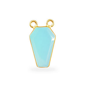 Femmes bricolage cercueil Style collier pendentif Aqua calcédoine facettes pierres précieuses Double boucle lunette réglage 925 argent breloque bijoux - Product Image 1