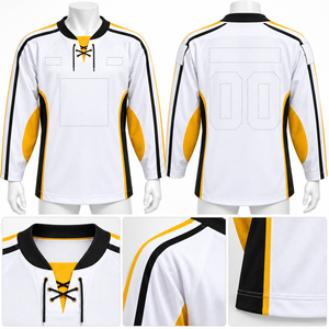 Maillot de hockey sur glace en maille respirante 100 % polyester, anti-humidité, col en V, manches longues, durable, séchage rapide, pour l'entraînement sportif (vente en gros) - Product Image 2