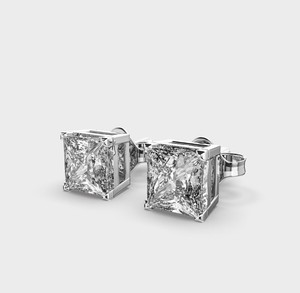 Pendientes de Diamantes Cultivados en Laboratorio con Corte Princesa, Certificados por IGI, Oro Rosa/Amarillo/Blanco de 14K, Engaste en Caja, Pendientes Solitarios de Diamantes - Product Image 6