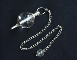 <b>High</b> Quality Natural Clear Quartz Crystal Sphere Silver Chain Model Dowsing Pendulum Gemstone Ball Handmade Customized Sizes - Product Image 4