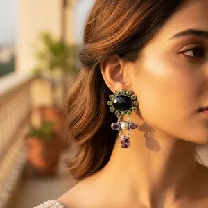 Collier pendentif en argent 925 avec onyx et améthyste, bijoux pour femmes, cadeau, rhodié, chaînes tendance classiques pour fiançailles, platine - Product Image 1