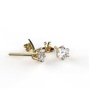 Avarta Jewellery 92.5 Sterling <b>Silver</b> 25 Cents Solitaire Unisex Stud <b>Earrings</b> With Gold Polish and Screw <b>Back</b> - Product Image 1