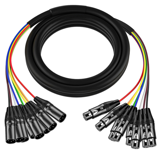 Factory OEM XLR Cable 8 Channel Professional Snake Cable 8 XLR Male to Female 3 Pin XLR Balanced Audio Extension Cord