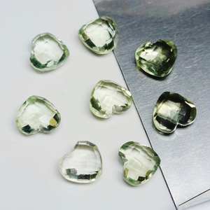 Gema de Amatista Verde Tallada a Mano en Forma de Corazón Facetada Suelta de 8 MM para Joyería - Product Image 1