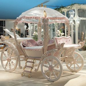 Sprookjesachtige Stijl Kinderkamermeubilair Met Luifel Luxe Prinses Rijtuigbed Voor Kinderen Roze Fluwelen Bekleding - Product Image 2