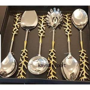 Juego de Cubiertos Modernos de Acero Inoxidable con Acabado Pulido Espejo y Baño de Oro, Diseño Artesanal, para Bodas y Fiestas - Product Image 5