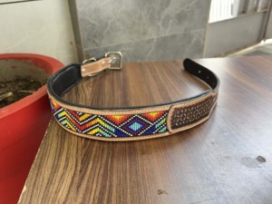 Collier de chien en cuir usiné à la main à motif occidental Crâne Colliers pour animaux de compagnie usinés à la main Produit en vrac en gros durable - Product Image 4