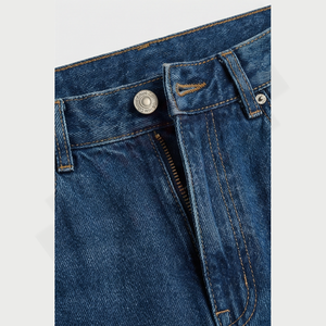 Pantalon en jean bleu coupe slim oversize longueur ras du sol, style vintage américain, décontracté pour homme, délavé moyen, pour l'été, en gros - Product Image 4