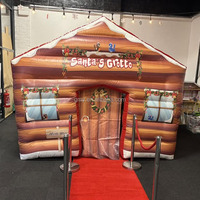 Maison de grotte gonflable personnalisée du Père Noël pour la location commerciale, tente de fête de Noël pour enfants