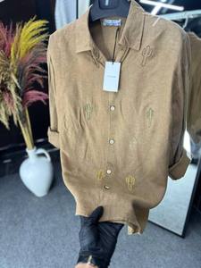 Chemise en lin rayée pour hommes, décontractée, à manches longues, boutonnée, vêtements de plage d'été, légère et respirante - Product Image 4