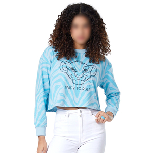 Sudadera corta con estampado del Rey León para mujer, ropa de calle transpirable con logotipo personalizado, ropa exterior de invierno, hombros caídos tipográficos - Product Image 1