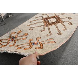 พรมขน2.4x10.5ft สีเบจสีน้ำตาลแบบดั้งเดิมงานเย็บปะแบบตุรกีพรมสี่เหลี่ยมสำหรับห้องนั่งเล่นพรมยางรองข้างเตียง - Product Image 5