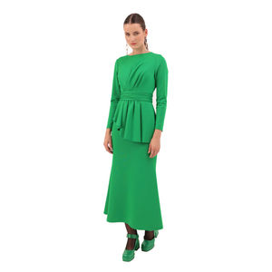 Elegante Vestido de Punto con Corte Evase y Detalle de Botones en la Parte Delantera - Product Image 1