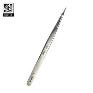 Pince à épiler pour extensions de cils Bluemed Surgical Beauty, en acier inoxydable, professionnelle, précision, pointe inclinée lisse, durable pour le volume - Product Image 3