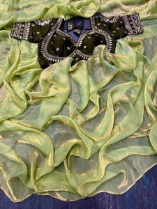 Elegante indio Bollywood elegante Sari tela suave exclusiva Sari blusa elegante Ropa Étnica última blusa de moda - Product Image 6