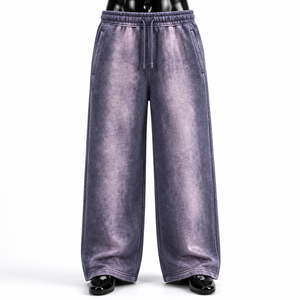 Pantalones Deportivos Personalizados para Hombre, Lavados con Ácido, de Pierna Ancha, Estilo Jogger, de Algodón Grueso - Product Image 1
