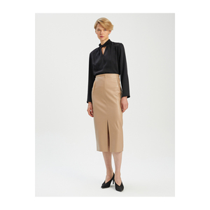 Jupe en similicuir pour femme BGN avec fente, modèle W24S124, Turquie - Product Image 2