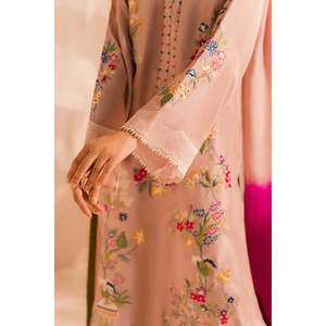 Conjunto de 3 piezas MIRANA para mujer: Camisa bordada de gasa, Dupatta tie-dye y Pantalones - BIC-4506 - Product Image 5