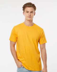 Camiseta Unisex de Mezcla Triple Color Amarillo Jaspeado, Camiseta Unisex de Jersey Fino, Camisetas Amarillo Jaspeado - Product Image 3