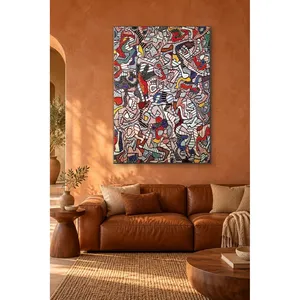 Impression sur toile Fida Dubuffet Labyrinth à rayures rouges et bleues - Product Image 3