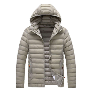 Veste matelassée légère à capuche en velours avec fermeture éclair pour homme, manteau d'hiver chaud, coupe-vent, vêtements d'extérieur isolés, emballage en tambour, logo personnalisé - Product Image 1