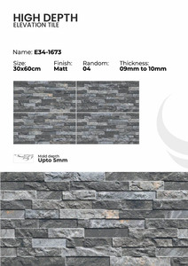 Azulejos de Porcelana para Paredes Exteriores de 300x600 mm, Elevación Moderna - Product Image 4