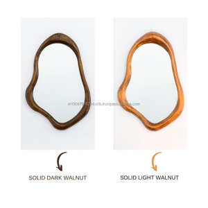 KALATRI Haryana Handmade Natural Wood Eco-Friendly <b>Lightweight</b> 4.0mm Thick Oval Art Deco Wall <b>Mirror</b> Unique Abstract Aesthetic - Product Image 2