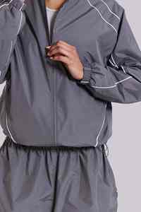 Two Pieces Reflective Edging Jogging Suits Oversized Crinkle Nylon Ripstop Windbreaker <b>Jackets</b> Pants Sets Tracksuits <b>Women</b> - Product Image 4