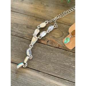 Southwest Made Royston Turquoise Sterling <b>Silver</b> Lariat <b>Necklace</b> <b>Set</b> - Product Image 4