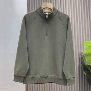 Automne hiver goutte épaule lourd épais quater demi fermeture éclair sweat à capuche décontracté pour hommes couleur unie décontracté col montant sweats à capuche - Product Image 2