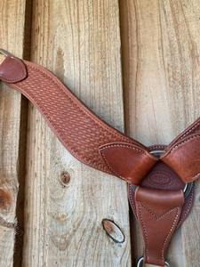 Ensemble de tête et de poitrail en cuir noir de qualité supérieure, style western, avec un design tressé en cuir brut blanc, vente en gros, fabricants - Product Image 2