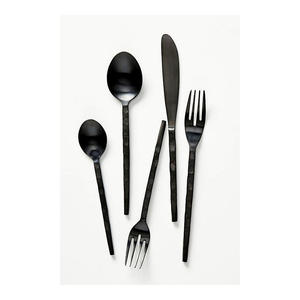 Lot de 5 couverts en acier inoxydable fabriqués à la main de style américain unique Ustensiles de fête de haute qualité avec poignées texturées argentées - Product Image 2