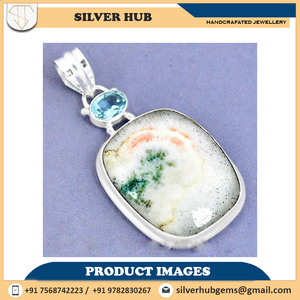 Nueva Llegada 925 Bisel de Plata Esterlina Conjunto Blanco Solar Ojo Hecho a Mano Piedra Preciosa Colgante Joyería Para Precio al Por Mayor A Granel OEM ODM - Product Image 2