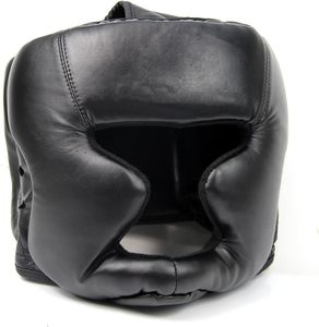 Cuir véritable noir Bon protège-tête Casque d'entraînement Kick Boxing Protection Gear Protection - Product Image 1