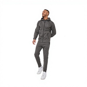 Premium Men Winter Zipper Tracksuit Set 100% Cotton Quick Dry Sportswear Jogging Suit for Training Custom Logo Design Print OEM - Product Image 1