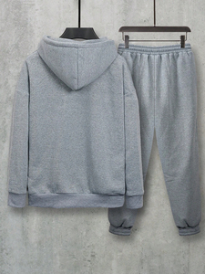 Ensemble de survêtement pour homme 2025, décontracté, quotidien, couleur unie, à capuche, imprimé personnalisé, respirant, léger, polaire 100% - Product Image 2