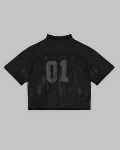 เสื้อถักคอตตอนพิมพ์ลายทางคอวีเสื้อเบสบอลผ้าคอตตอนทรงโอเวอร์ไซส์ - Product Image 5