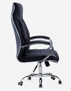 Chaise de bureau de direction en cuir PU, base chromée, accoudoirs réglables, pivotante, ergonomique, dossier capitonné, design contemporain - Product Image 3