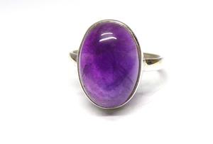 Bague en argent sterling 925 avec pierre précieuse ovale, sertie à la main, améthyste classique pour le quotidien, les mariages et les anniversaires - Product Image 3