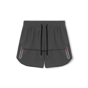 Vente en gros de shorts de fitness à séchage rapide personnalisés shorts de course en polyester pour hommes avec poches zippées - Product Image 5